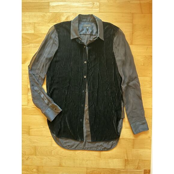 Rag & Bone Lila Striped Burn Out Button Down Silk S - Picture 2 of 6